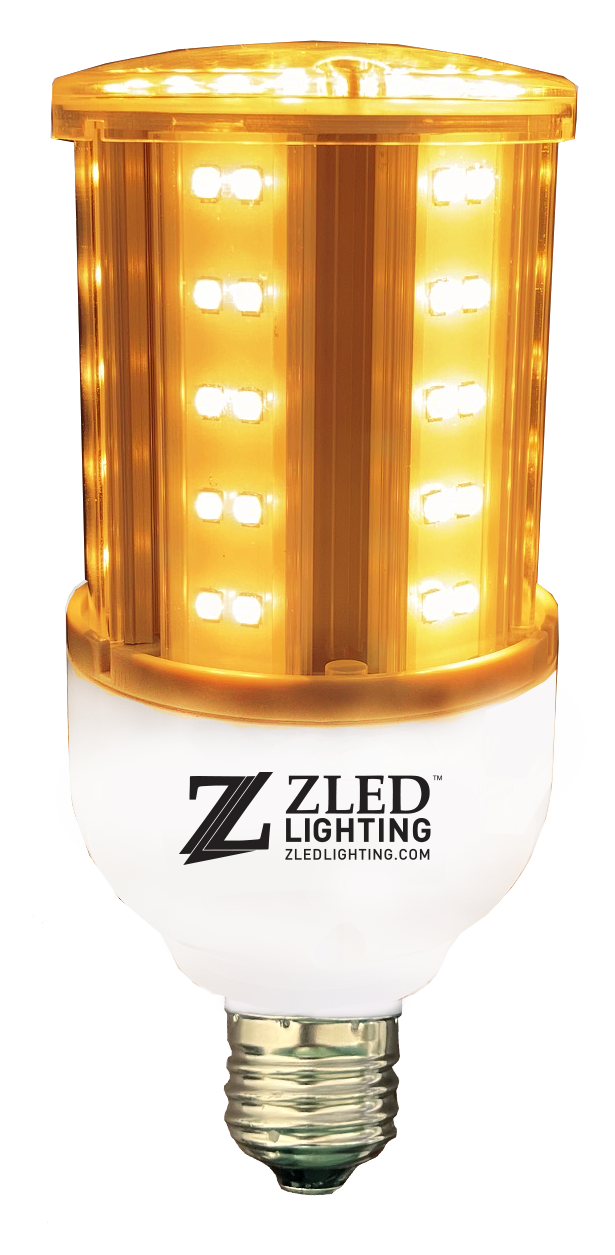 ZLED Lighting 15 Watt Turtle Friendly Mini 100-277V LED E26 Amber Corn Cob Lamp Amber  