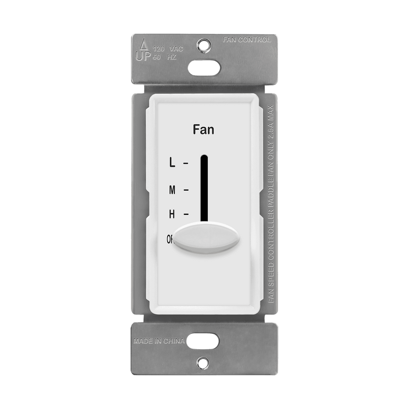 Enerlites 3 Speed Slide Fan Control Switch White  