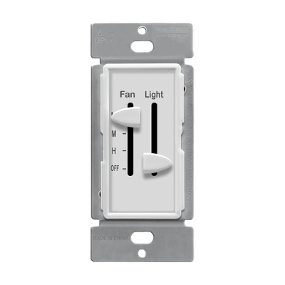 Enerlites 3 Speed Slide Fan Control and Dimmer Switch White  