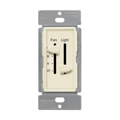 Enerlites 3 Speed Slide Fan Control and Dimmer Switch Light Almond  