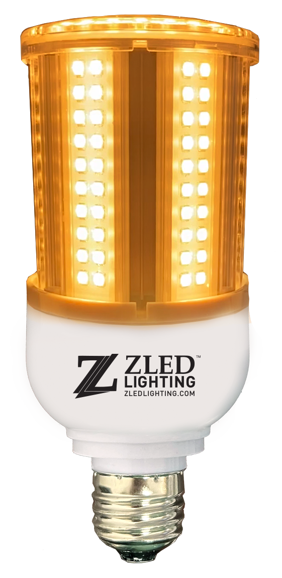 ZLED Lighting 25 Watt Turtle Friendly Mini 100-277V LED E26 Amber Corn Cob Lamp Amber  