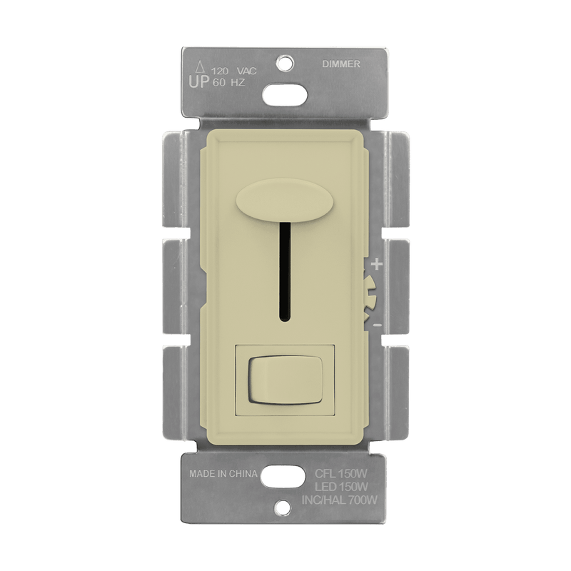 Enerlites Single Pole and 3 Way Slide Dimmer With Preset Switch Ivory  