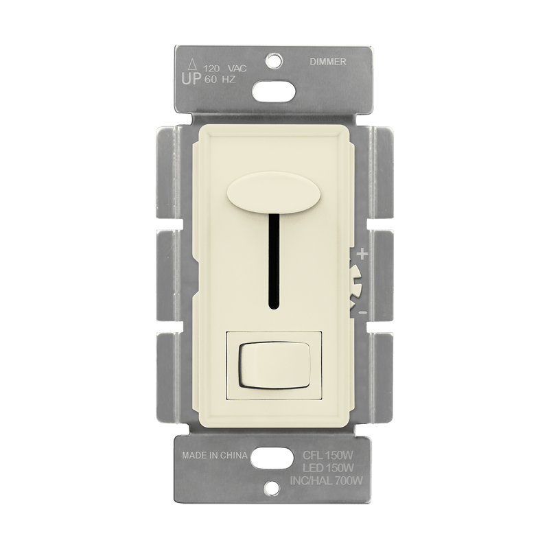 Enerlites Single Pole and 3 Way Slide Dimmer With Preset Switch Light Almond  