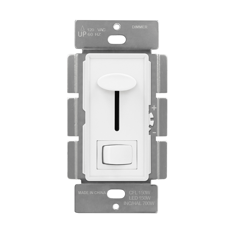 Enerlites Single Pole and 3 Way Slide Dimmer With Preset Switch White  