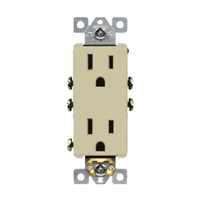 Enerlites 15A Push In and Side Wired 5-15R Decorator Receptacle Ivory  