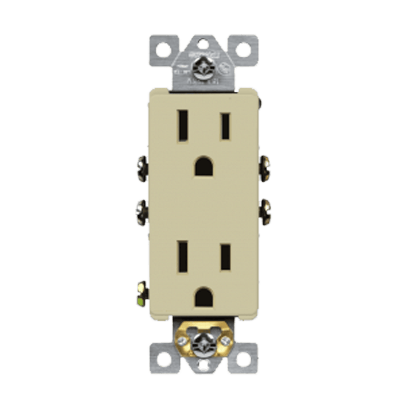 Enerlites 15A Push In and Side Wired 5-15R Decorator Receptacle Ivory  