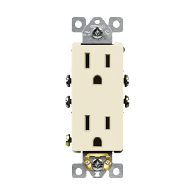 Enerlites 15A Push In and Side Wired 5-15R Decorator Receptacle Light Almond  