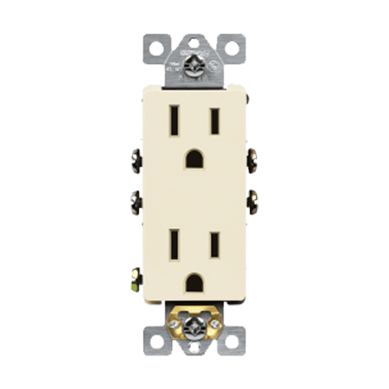 Enerlites 15A Push In and Side Wired 5-15R Decorator Receptacle Light Almond  