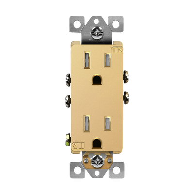 Enerlites 15A Tamper Resistant Push In and Side Wired 5-15R Decorator Receptacle Gold  