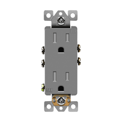 Enerlites 15A Tamper Resistant Push In and Side Wired 5-15R Decorator Receptacle Gray  