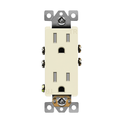 Enerlites 15A Tamper Resistant Push In and Side Wired 5-15R Decorator Receptacle Light Almond  