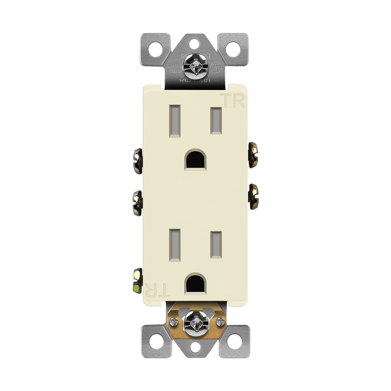 Enerlites 15A Tamper Resistant Push In and Side Wired 5-15R Decorator Receptacle Light Almond  