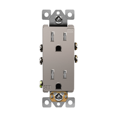 Enerlites 15A Tamper Resistant Push In and Side Wired 5-15R Decorator Receptacle Nickel  