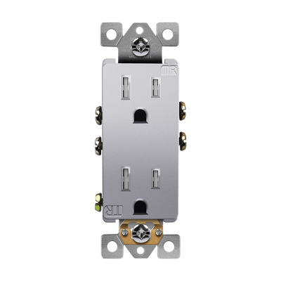 Enerlites 15A Tamper Resistant Push In and Side Wired 5-15R Decorator Receptacle Silver  