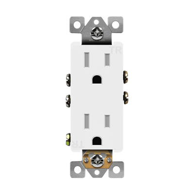 Enerlites 15A Tamper Resistant Push In and Side Wired 5-15R Decorator Receptacle White  