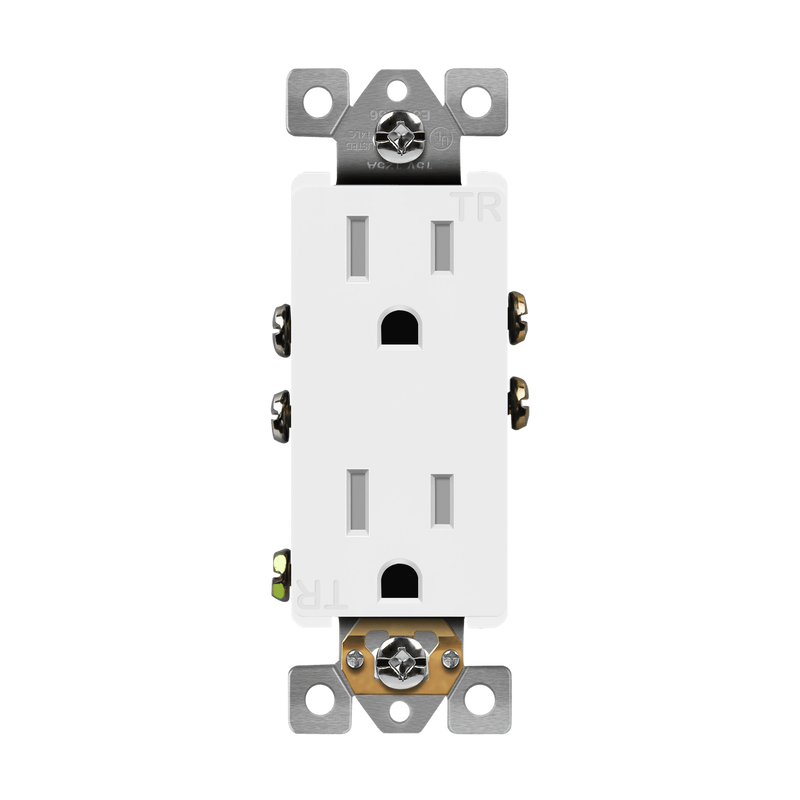 Enerlites 15A Tamper Resistant Push In and Side Wired 5-15R Decorator Receptacle White  