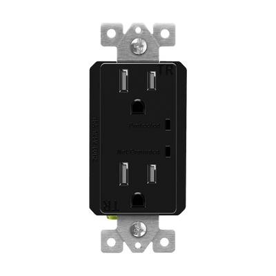 Enerlites 15A Tamper Resistant Duplex Receptacle with Surge Suppressor Black  