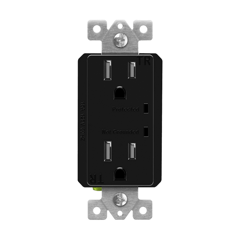 Enerlites 15A Tamper Resistant Duplex Receptacle with Surge Suppressor Black  