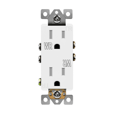 Enerlites 15A Tamper and Water Resistant Push In and Side Wired 5-15R Decorator Receptacle White  