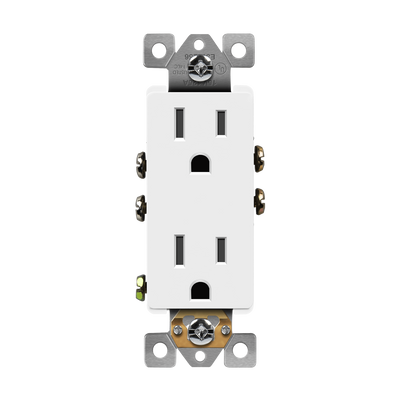 Enerlites 15A Push In and Side Wired 5-15R Decorator Receptacle White  