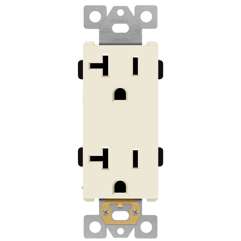 Enerlites 20A Push In and Side Wired 5-20R Decorator Receptacle Light Almond  