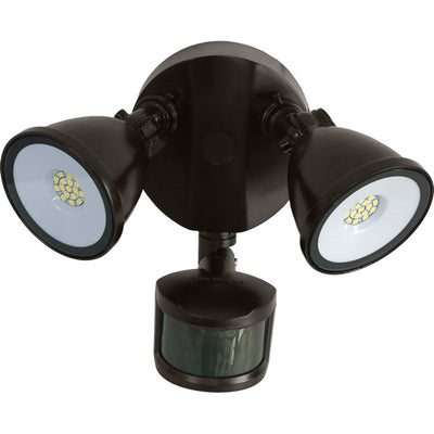 Morris Products 24 Watt Round 2 Head LED Security Light With Motion Sensor 3000/4000/5000K Selectable Bronze 