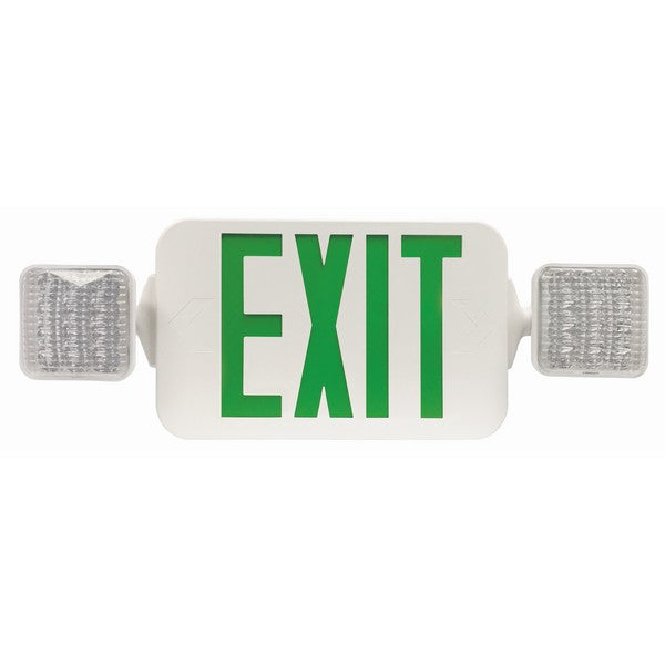 Morris Products Square Bug Eyes Remote Capable LED High Output Exit and Emergency Combo Light White Green 