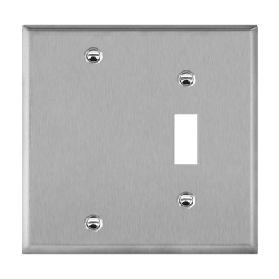 Enerlites Stainless Steel Blank and Toggle Two Gang Wall Plate   