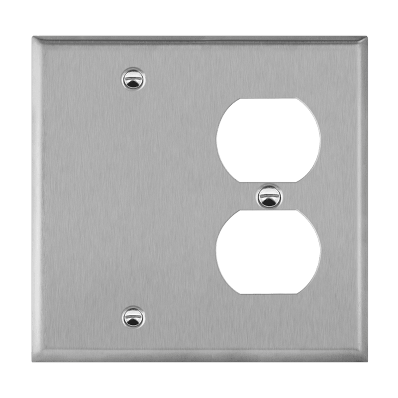 Enerlites Stainless Steel Blank and Duplex Two Gang Wall Plate   