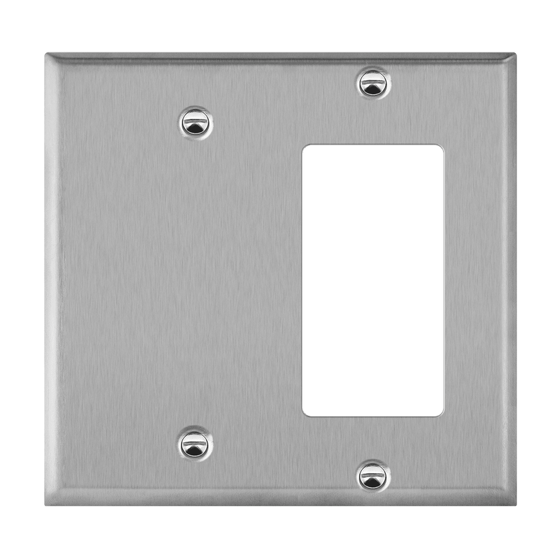 Enerlites Stainless Steel Blank and Decorator GFCI Two Gang Wall Plate   