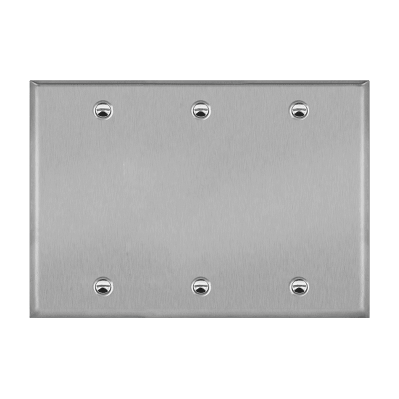 Enerlites Stainless Steel Blank Cover Three Gang Wall Plate   