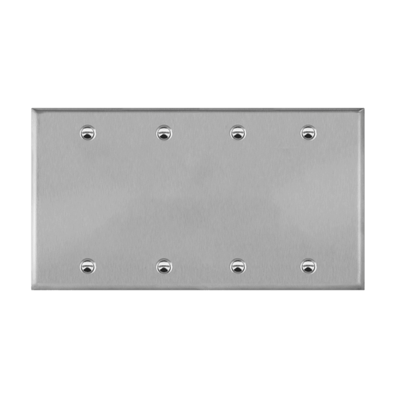 Enerlites Stainless Steel Blank Cover Four Gang Wall Plate   