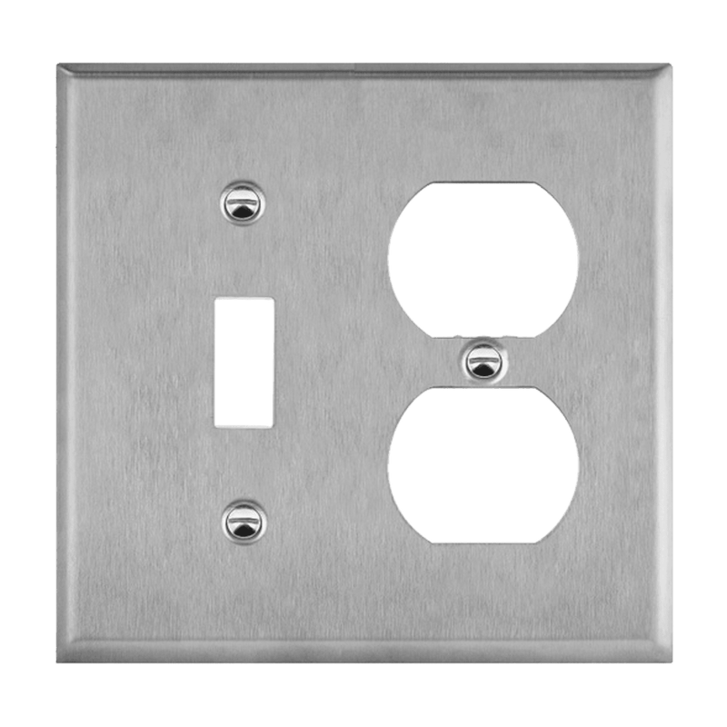 Enerlites Stainless Steel Toggle and Duplex Receptacle Two Gang Wall Plate   