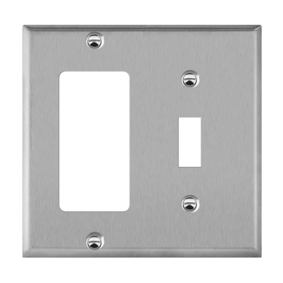 Enerlites Stainless Steel Toggle and Decorator GFCI Receptacle Two Gang Wall Plate   