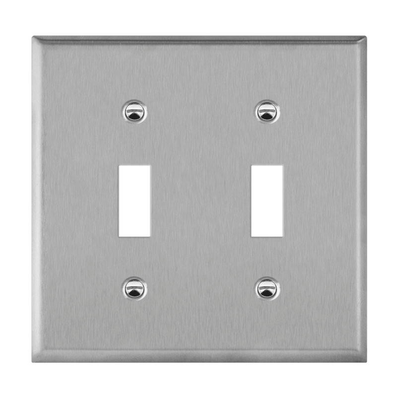 Enerlites Stainless Steel Toggle Switch Two Gang Wall Plate   