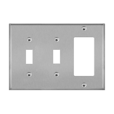 Enerlites Stainless Steel 2 Toggles and Decorator GFCI Receptacle Three Gang Wall Plate   