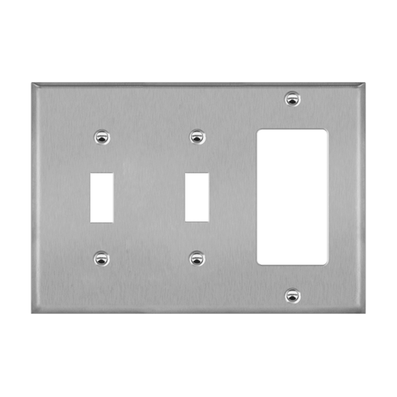 Enerlites Stainless Steel 2 Toggles and Decorator GFCI Receptacle Three Gang Wall Plate   