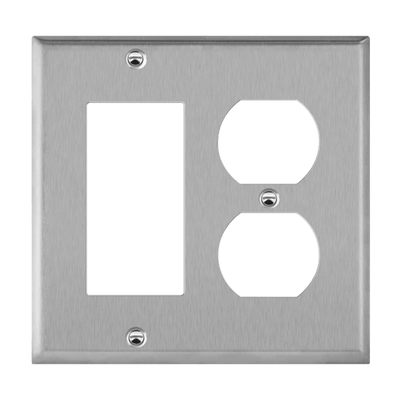 Enerlites Stainless Steel Duplex and Decorator GFCI Receptacle Two Gang Wall Plate   