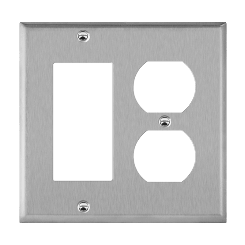 Enerlites Stainless Steel Duplex and Decorator GFCI Receptacle Two Gang Wall Plate   