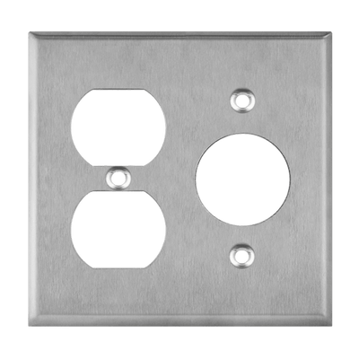 Enerlites Stainless Steel Duplex and Single Receptacle Two Gang Wall Plate   