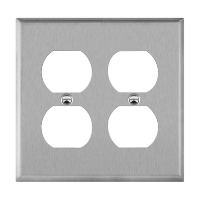 Enerlites Stainless Steel Duplex Receptacle Two Gang Wall Plate   