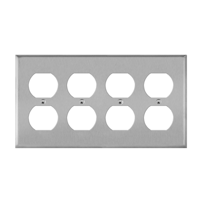 Enerlites Stainless Steel Duplex Receptacle Four Gang Wall Plate   