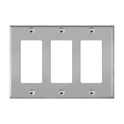 Enerlites Stainless Steel Decorator GFCI Receptacle Three Gang Wall Plate   