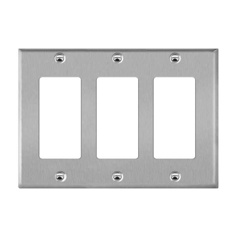 Enerlites Stainless Steel Decorator GFCI Receptacle Three Gang Wall Plate   