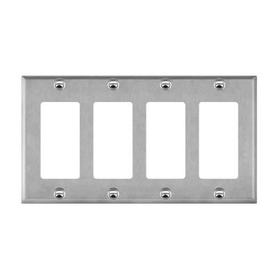 Enerlites Stainless Steel Decorator GFCI Receptacle Four Gang Wall Plate   