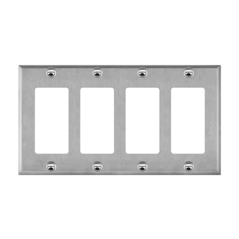 Enerlites Stainless Steel Decorator GFCI Receptacle Four Gang Wall Plate   