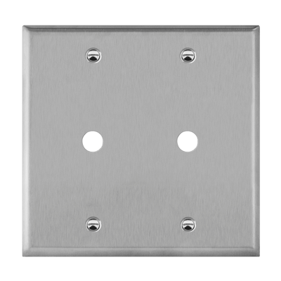 Enerlites Stainless Steel 0.406 Inch Diameter Phone/Cable Two Gang Wall Plate   