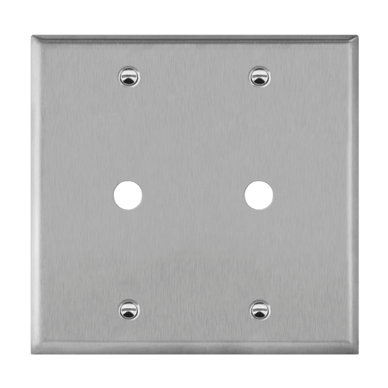 Enerlites Stainless Steel 0.406 Inch Diameter Phone/Cable Two Gang Wall Plate   