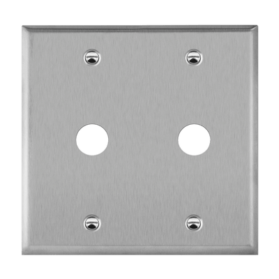 Enerlites Stainless Steel 0.625 Inch Diameter Phone/Cable Two Gang Wall Plate   