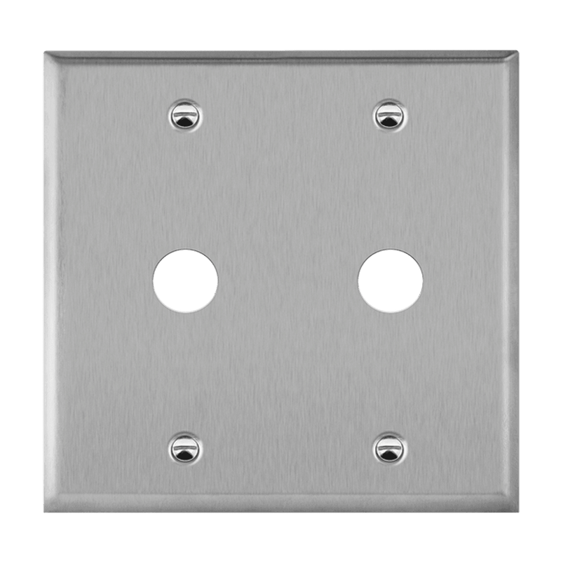 Enerlites Stainless Steel 0.625 Inch Diameter Phone/Cable Two Gang Wall Plate   